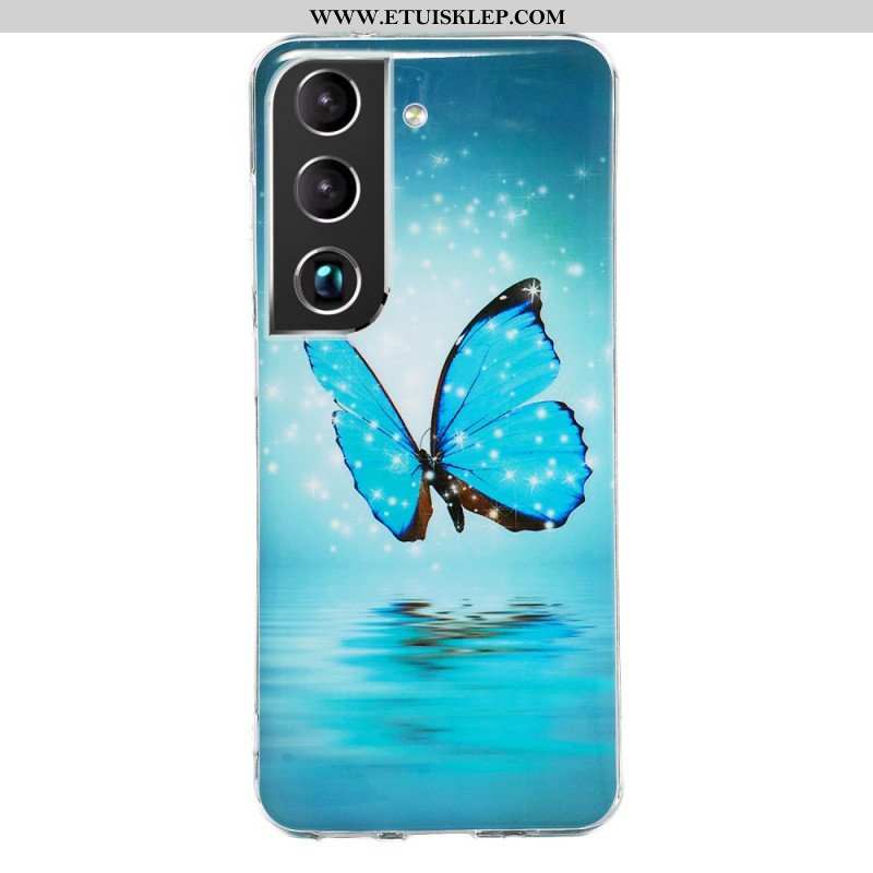 Etui do Samsung Galaxy S22 5G Fluorescencyjne Niebieskie Motyle